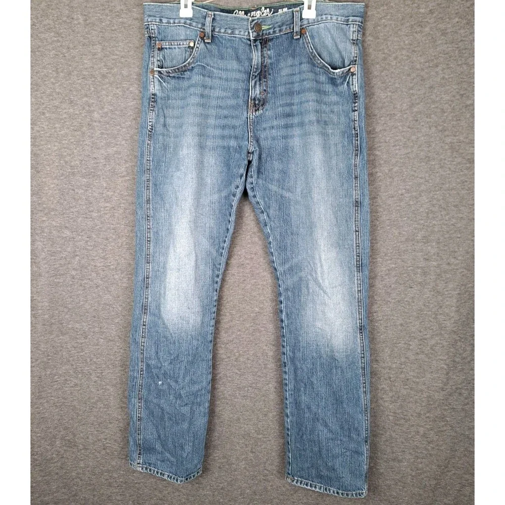 Wrangler Retro Slim Straight Jeans Mens 38x33* Medium Wash Stretch Denim Western